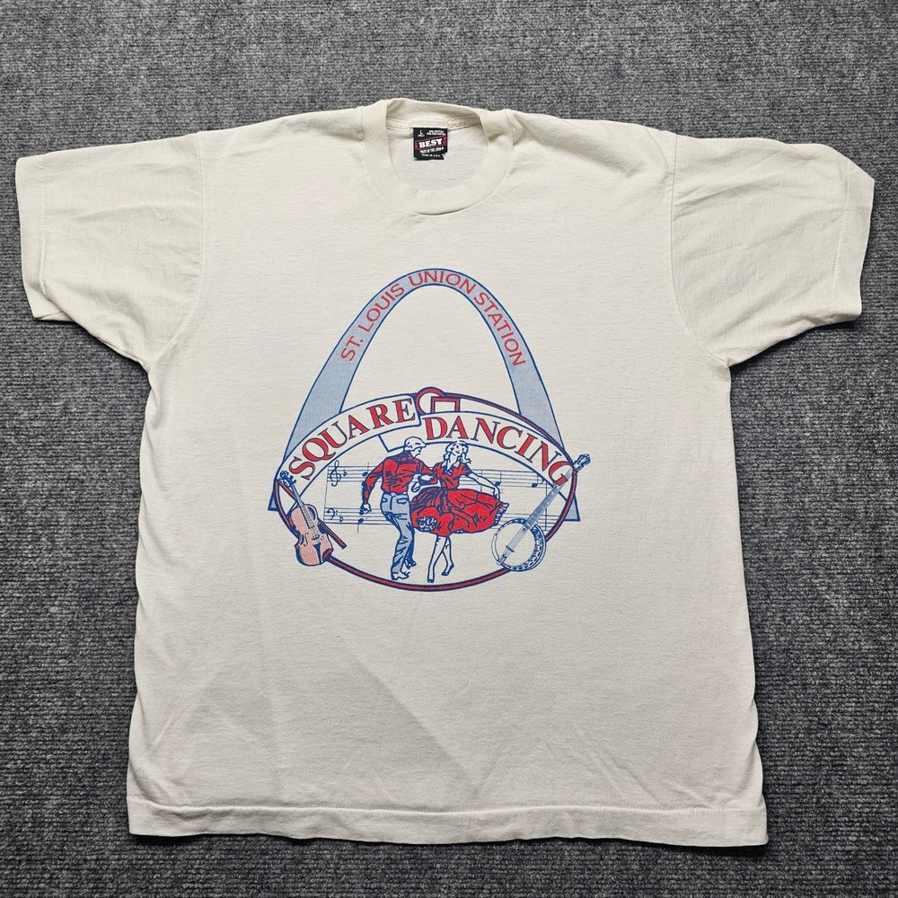 Vintage St Louis Union Station Square Dancing T Shirt Single Stitch White L